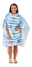Load image into Gallery viewer, CR Hoodie Towel Plus Hood Blue Palm Stripe 90X120CM - 662138