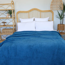 Load image into Gallery viewer, Casa Rosso Sherpa Blanket KB Blue Sapphire 220X240CM - 664154