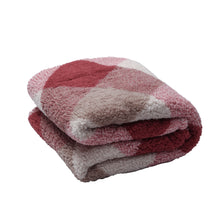 Load image into Gallery viewer, Casa Rosso Sherpa Check Blanket QB Red 200X240CM - 664195