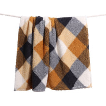 Load image into Gallery viewer, Casa Rosso Sherpa Check Blanket KB Mustard 220X240CM - 664214