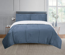 Load image into Gallery viewer, Casa Rosso Flan+Sherpa Comforter Set QB Blue 210X210CM - 664712