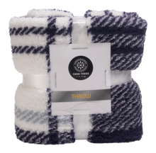 Load image into Gallery viewer, Casa Rosso Sherpa Check Throw Grey 127X152CM - 664739