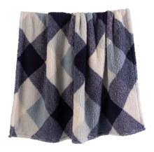 Load image into Gallery viewer, Casa Rosso Sherpa Check Throw Blue 127X152CM - 664742