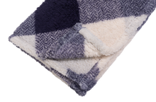 Load image into Gallery viewer, Casa Rosso Sherpa Check Throw Blue 127X152CM - 664742
