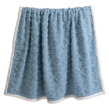 Load image into Gallery viewer, Casa Rosso Jacquard Sherpa Throw Soft Blue 127X152CM - 664895