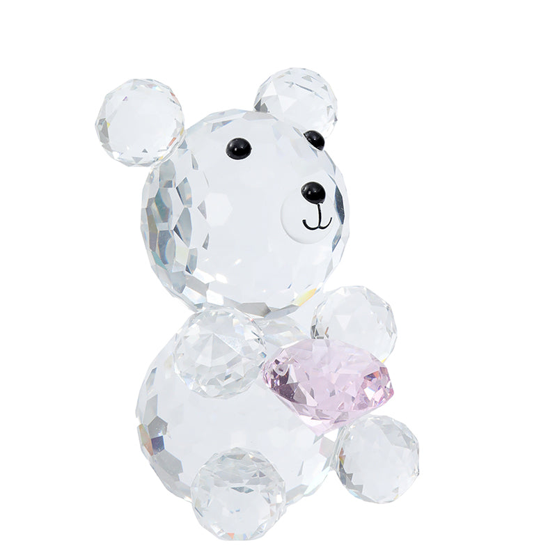 Crystal Bear with Pink Heart 10CM - 025122