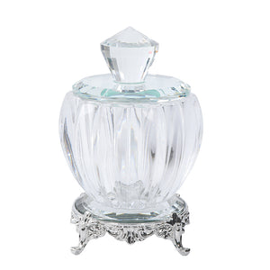 Crystal Trinket Pot Footed Round 14CM - 025129