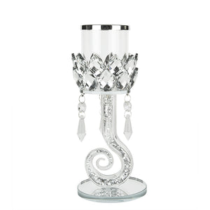 Crystal Candle Holder with Crush Snake Stem 23CM - 025132