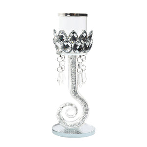 Crystal Candle Holder with Crush Snake Stem 25CM - 025133