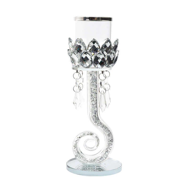 Crystal Candle Holder with Crush Snake Stem 25CM - 025133