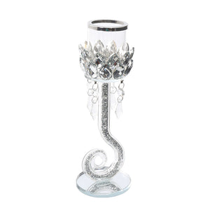 Crystal Candle Holder with Crush Snake Stem 27CM - 025134