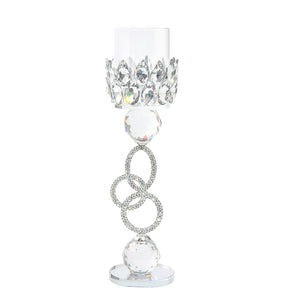 Crystal Candle Holder with Diamonte Stem 28CM - 025138
