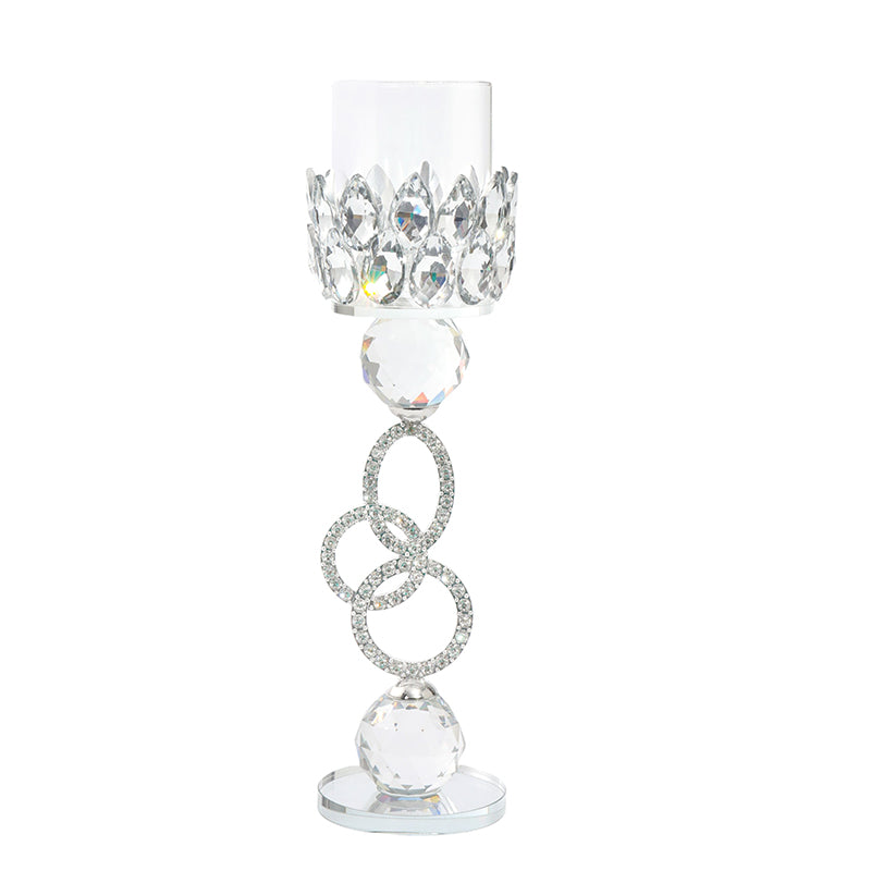 Crystal Candle Holder with Diamonte Stem 28CM - 025138