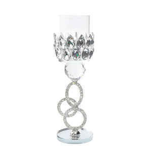 Crystal Candle Holder with Diamonte Stem 26CM - 025139