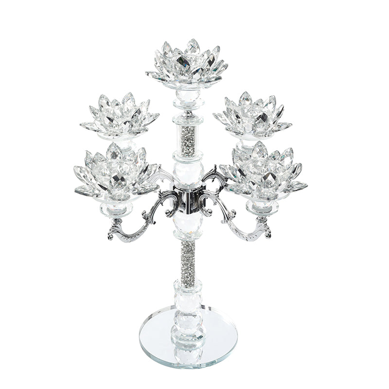 Crystal Lotus Candelabra 5 Arms 42CM - 025157