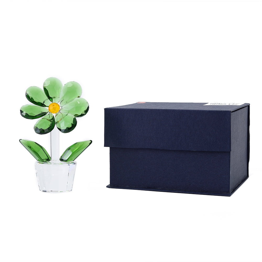 Crystal Potted Flower Green 11X8.5CM - 025179