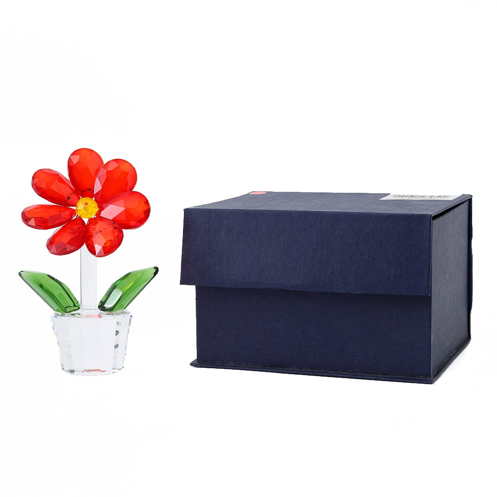 Crystal Potted Flower Red 11X8.5CM - 025181