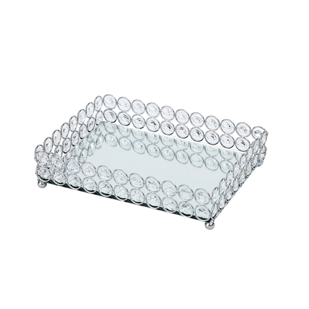 Tray Diamonte Rectangle Silver 25X18CM - 025183