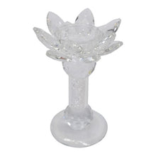 Load image into Gallery viewer, Candle Holder Lotus on Stem Clear 16CM - 025433
