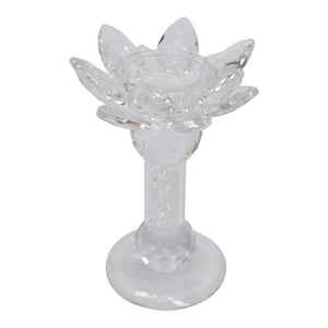 Candle Holder Lotus on Stem Clear 16CM - 025433