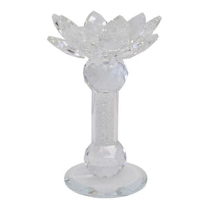 Candle Holder Lotus on Stem Clear 16CM - 025433