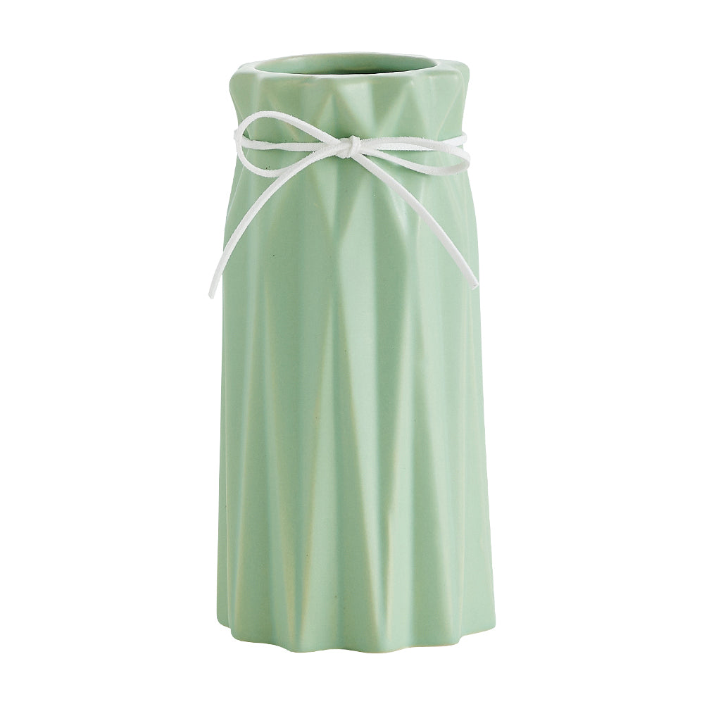 Vase Ceramic Curvy with Ribbon Green 17.5CM - 030227
