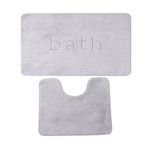 Load image into Gallery viewer, Bath Mat 2PC Wording Grey 50X80CM - 036346
