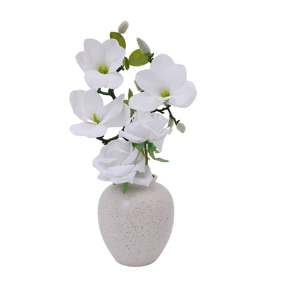 Potted Rose/Magnolia White 40CM - 056666