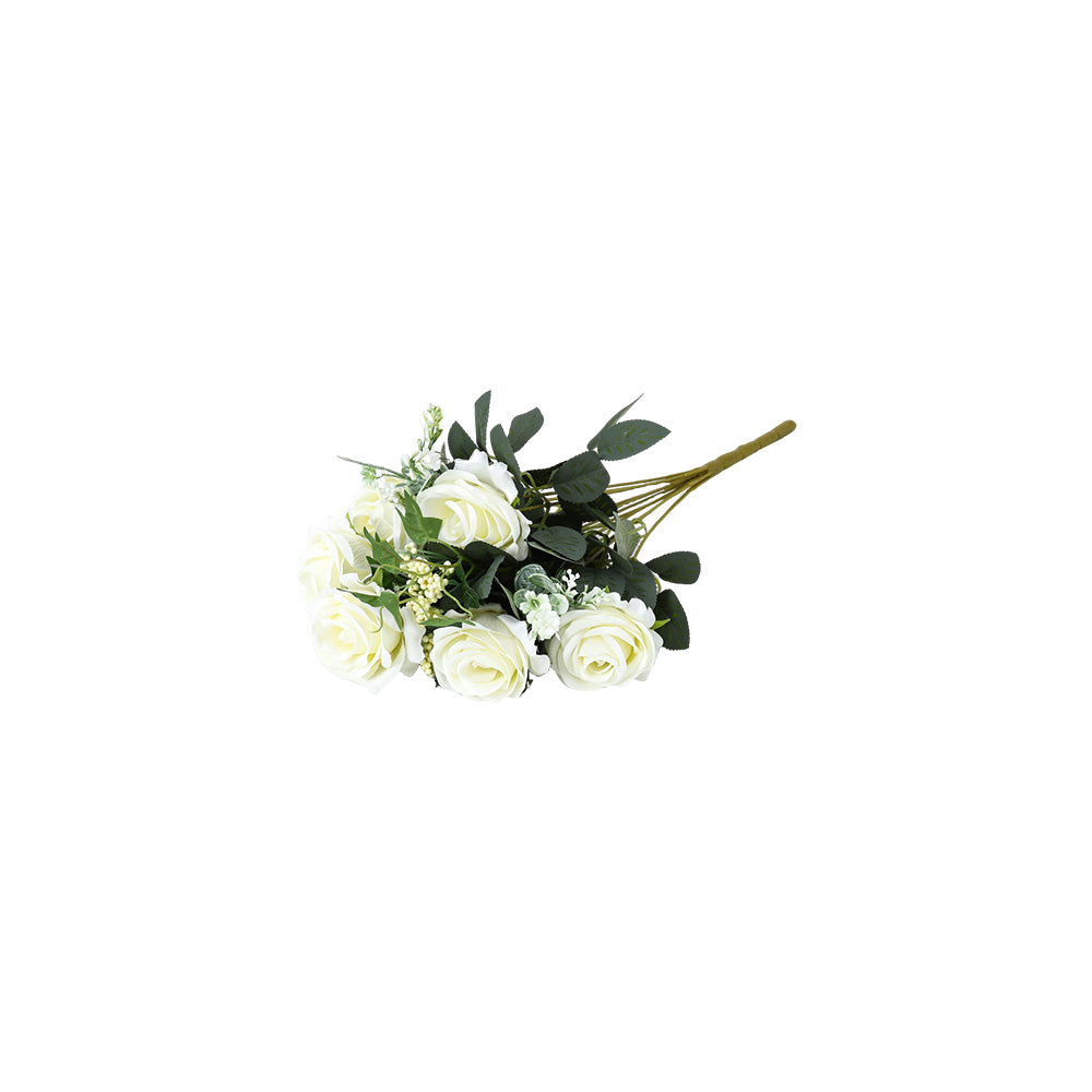 Rose Bunch & Gypsophila White 44CM - 056812