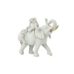 Elephant Family Stone Finish Gold Edge 42X29CM