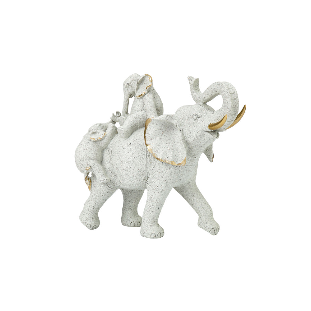 Elephant Family Stone Finish Gold Edge 42X29CM