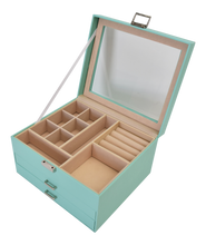 Load image into Gallery viewer, Jewellery Box 2 Drawer Tiffany Blue - 238110

