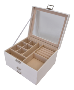 Jewelry Box Open Lid 2 Drawers White 23X20X13.5CM - 238111