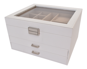Jewelry Box Open Lid 2 Drawers White 23X20X13.5CM - 238111