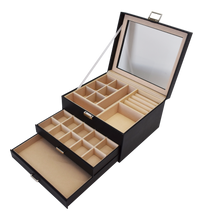 Load image into Gallery viewer, Jewelry Box Open Lid 2 Drawers Black 23X20X13.5CM - 238112

