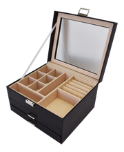 Load image into Gallery viewer, Jewelry Box Open Lid 2 Drawers Black 23X20X13.5CM - 238112
