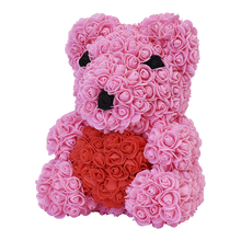 Load image into Gallery viewer, Rose Bear Pink Black Eye with Red Heart 40CM - 270011
