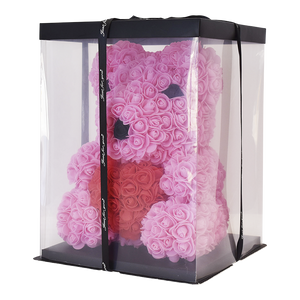 Rose Bear Pink Black Eye with Red Heart 40CM - 270011