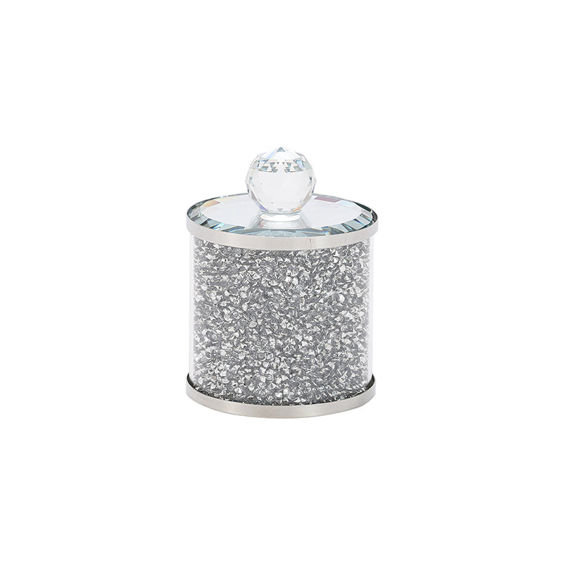 Bathroom Jar Silver Crush Cotton Wool Medium 11X8CM - 280021