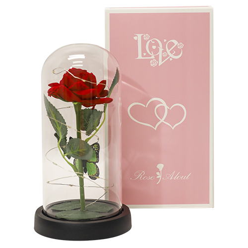 Red Rose Dome with Butterfly Light-Up - 283065