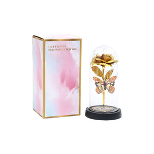 Dome Light-Up with Glitter Heart&Rose Eternal Bow Gold - 283189