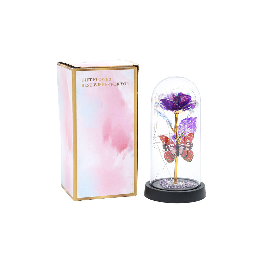 Dome Light-Up with Glitter Heart&Rose Eternal Bow Red/Gold - 283190