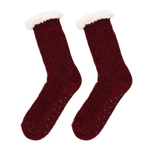 Load image into Gallery viewer, Slipper Socks Chennile Cable Knit Plain Assorted - 283379
