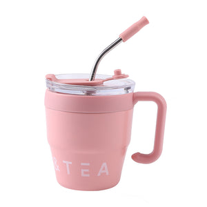 Car Cup Eco Tea/Coffee with Stainless Steel Straw 350ML Pink - 402148