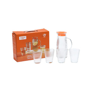 Glass Jug and 4 Glasses Set Orange - 412414