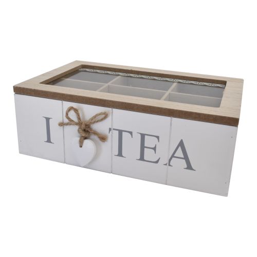 Tea Box Rectangle Large Heart MDF 24X14.5X8CM - 618038