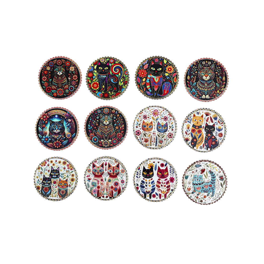 Coaster Cat with Gold 12 Assorted 10.8X10.8CM - 618111