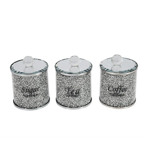 Tea/Coffee/Sugar Canister 3Pc Set Crush Silver - 619255