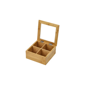 Tea Box 4 Sections Bamboo 20X20X8.5CM - 619978