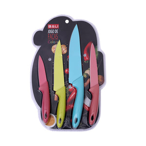 4Pc Colour Knife Set Blister Pack 33X22CM - 620045